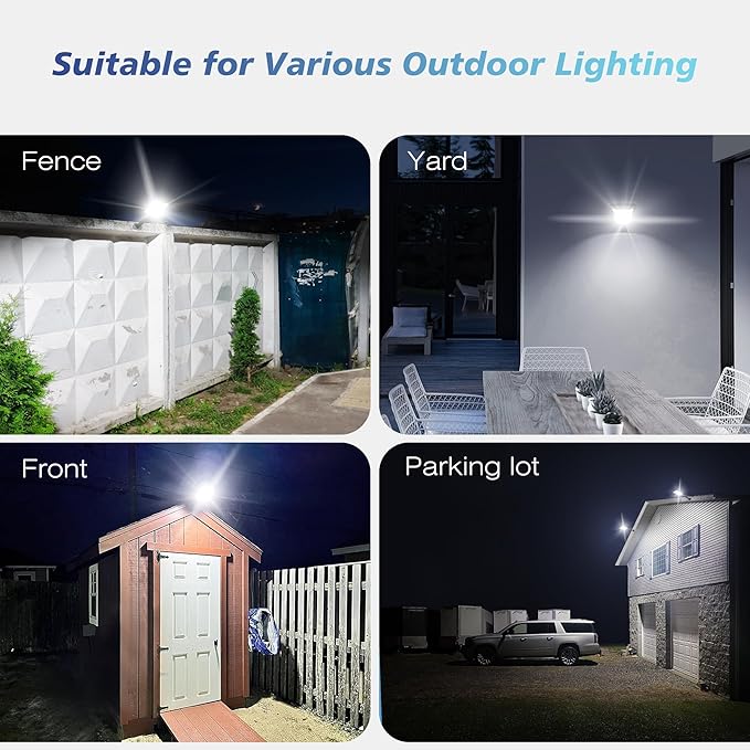 Solar Lights Outdoor Waterproof, 320° Wide Angle Solar Street Light, 6500K Solar Flood Lights Outdoor Motion Sensor with Remote, Solar Security Lights for Yard 4-Pack