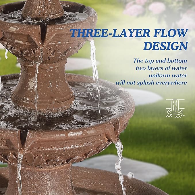 Italian Outdoor Water Fountains Garden Decor - 48.4''H Fountains and Waterfalls Outside, Large Cascading Indoor Floor-Standing Resin Bubbler Fountain Features W/Pump for Patio and Yard