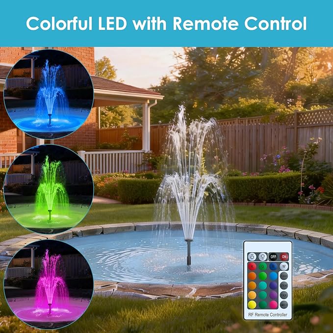 AquaMiracle 600GPH Submersible Pond Fountain Pump with LED Lights, Outdoor Water Fountain Pump for Small Ponds, Gardens, Water Feature, Bird Baths (200-600 Gal)