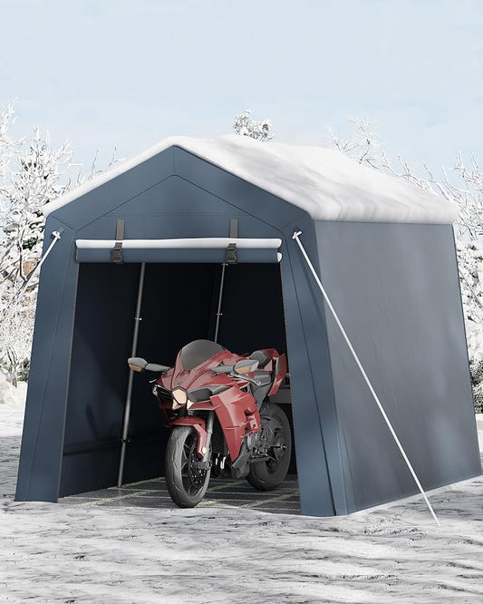 6'×10' Heavy Duty Portable Storage Shed Tent - Outdoor Shelter with Roll-Up Door, Waterproof Bike/ATV/Motorcycle Garage, All-Weather Shelter Tent by Unknown
