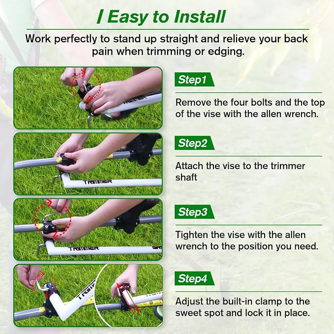 Upgraded Weedeater Handle, WeedEater Trimmer Handle Extension Lawn Ergonomic String Trimmer for Back Saver, Lawn Care and Landscaping-17.7IN - Image 4