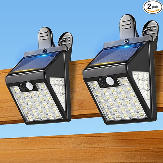 Clip On Solar Lights Outdoor,Motion Sensor Outdoor Lights, 72LEDs 600LM Clip on Solar Fence Lights Outdoor Waterproof LED,Solar Lights for Wall Fence,Deck, Gutter,Camping (2)