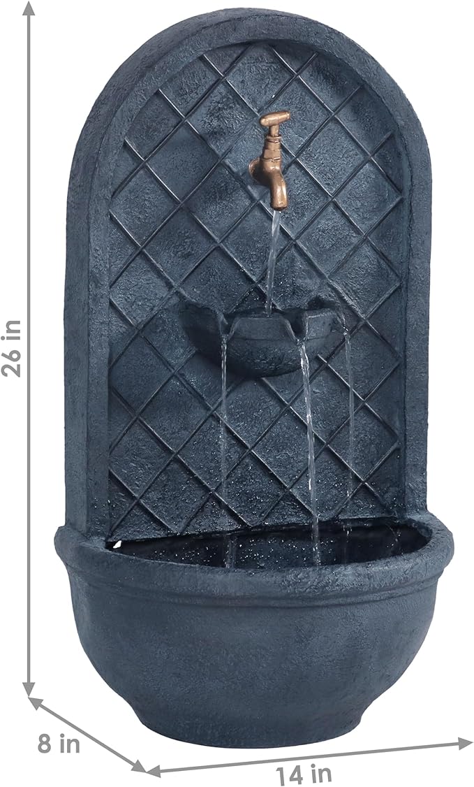 Sunnydaze 26" Outdoor Wall Water Fountain with Pump - Lead - Messina - Electric