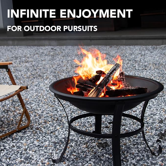 Panovue 22 in Firepit for Outside Outdoor Small Fire Pit,Durable Firepit with Mesh Lid,Log Grate,and Fire Poker,Fire Pit for Outside Backyard.Deck.Camping and Picnic - Image 3