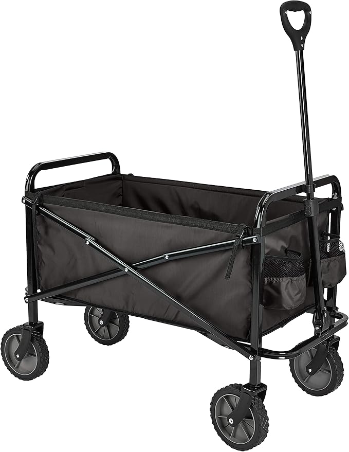 Amazon Basics Collapsible Heavy Duty Utility Wagon for Outdoor Sports, Camping, Garden, and Shopping, 265 Pounds Capacity, 27.6 x 40.9 x 20 inches, Black by AmazonBasics