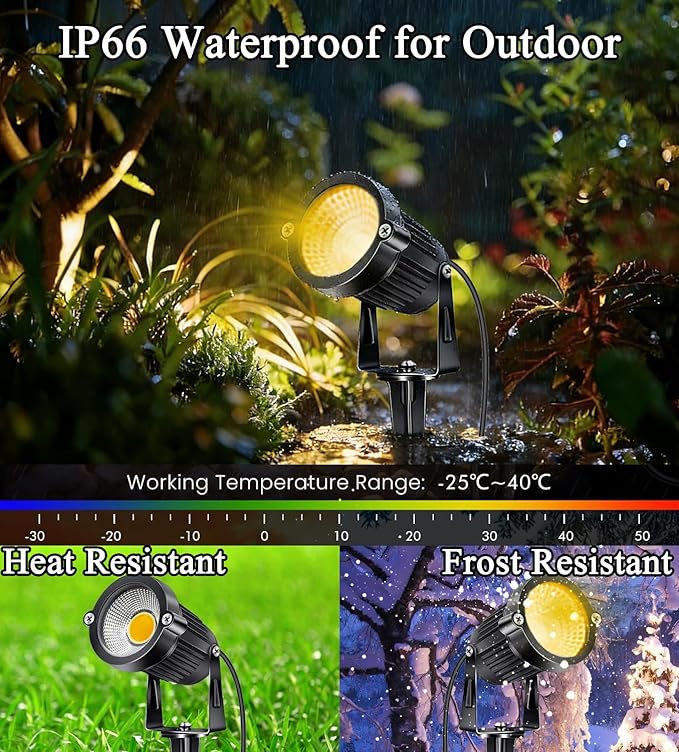 1Pack Low Voltage Landscape Lights LED 5W Landscape Lighting with connectors AC/DC 12V-24V Outdoor Spotlight IP66 Waterproof Tree Flag Lights Warm White Spotlights for Yard Garden Pathway
