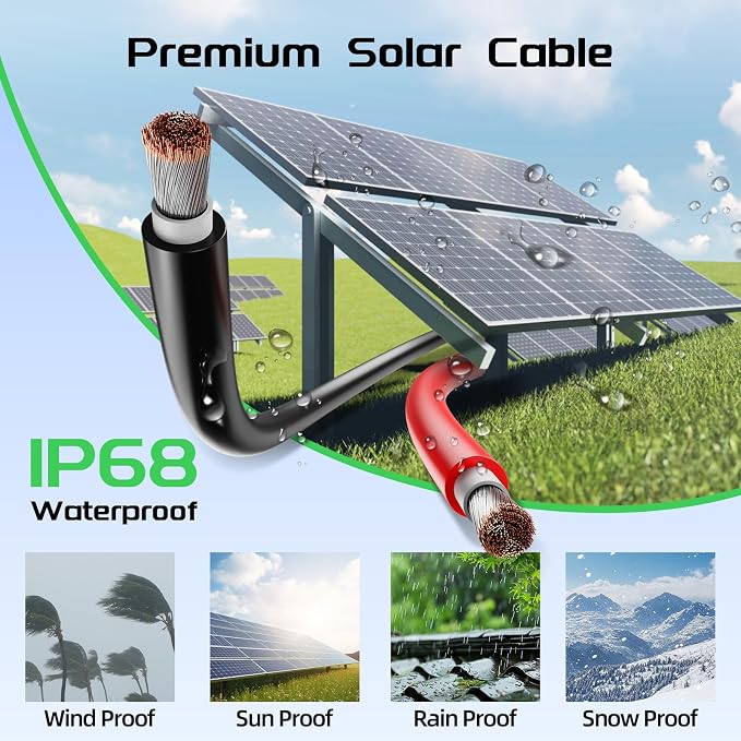 Bateria Power Solar Panel Wire 100Ft Black and 100Ft Red Kit, Solar Extension Cable 12AWG (4mm²) Tinned Copper Wire for Outdoor Automotive RV Boat Marine Solar Panels (Black+Red) - Image 4