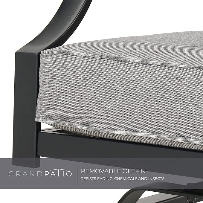 Grand patio 2-Piece Patio Furniture Sets Patio Chair Motion Chairs Set Chat Set with Grey Cushions, Shake of 5-10°, Matched with Different Types of Tables