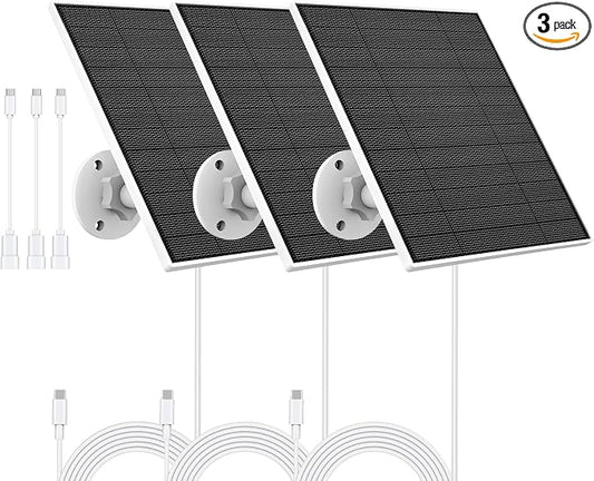 Solar Panel for Eufy Outdoor Camera, 5W Solar Panel Charger Compatible with Eufycam, Continuous Power Supply, 9.8ft Charging Cable, IP65 Waterproof, Adjustable Wall Mount, 3 Pack by YCTechCam
