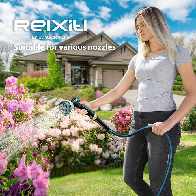 Non-Expanding Garden Hose 50ft – Flexible, Burst-Resistant, Anti-Kink, 10-Function Spray Nozzle, Lightweight & Durable for Outdoor Use(Blue） - Image 6