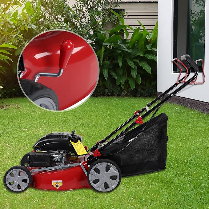 141cc 4-Stroke Gas Powered Lawn Mower with 50L Big Grass Tank,Self Propelled Gas Lawn Mower,Foldable Cordless Push Mowers Tractors for Yard & Garden Big Wheels,Ergonomic Handle,2850RPM Red - Image 4