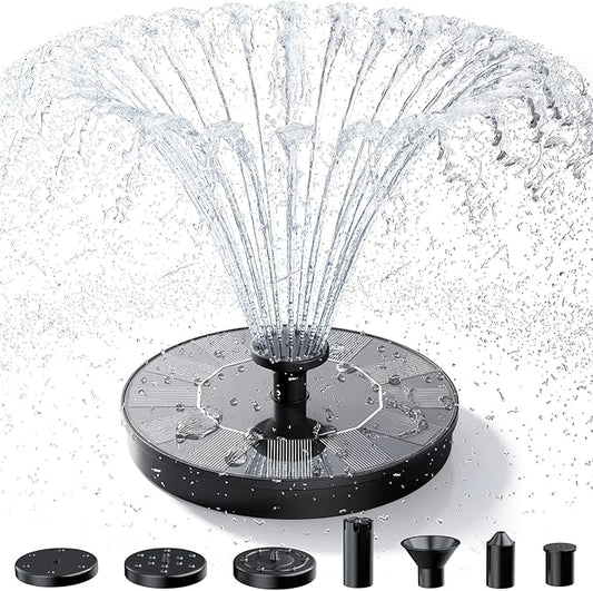 AISITIN Solar Fountain, Solar Bird Bath Fountains Pump with 6 Nozzles, 2026 Upgraded Free Standing Floating Solar Powered Water Fountain Pump for Bird Bath, Garden, Pond, Pool and Outdoor