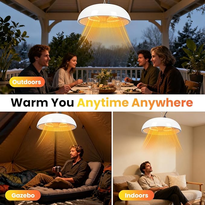1500W Electric Hanging Patio Heater, 3S Instant Heat, Ceiling-Mounted Outdoor Heater with Quiet Operation, Overheat Protection, IP55 Waterproof for Patio, Balcony & Garage,white