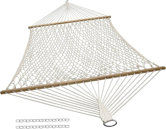 Sunnydaze Cotton Rope Hammock for Outside - 450-Pound Capacity Indoor or Outdoor Hammock with Spreader Bars - Natural by SunnydazeDecor
