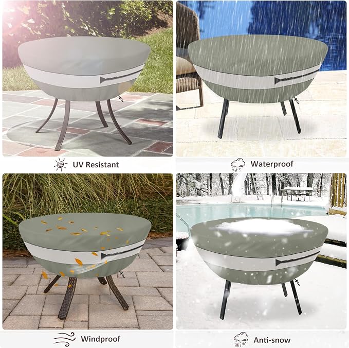 Round Patio Table Cover,Suitable for 48 Inch Diameter Patio Round Table,Waterproof Heavy Duty Round Outdoor Coffee Table Cover Grey Green - Image 5