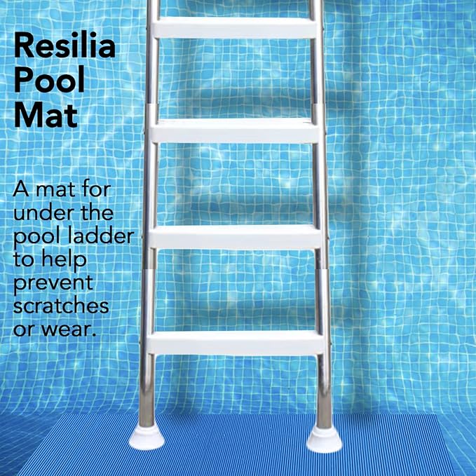 RESILIA Stay-Put Swimming Pool Ladder Mat - Non-Slip, Wide Ribbed, Protective Pad, 36 Inches x 36 Inches, 0.125 Inch Thick, Powder Blue, Made in USA - Image 6