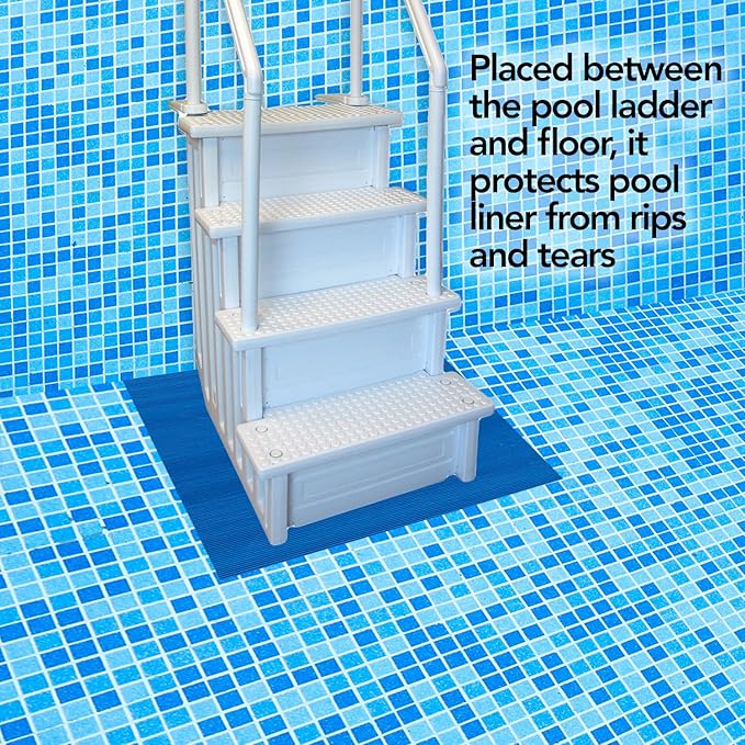 RESILIA Stay-Put Swimming Pool Ladder Mat - Non-Slip, Wide Ribbed, Protective Pad, 36 Inches x 36 Inches, 0.125 Inch Thick, Powder Blue, Made in USA - Image 2