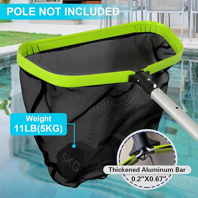 Sepetrel Pool Net,20 Inch Professional Swimming Pool Leaf Skimmer Nets for Cleaning with Nylon Deep Bag,Heavy Duty Aluminum Frame & Handle Rake(Pole Not Included) - Image 6
