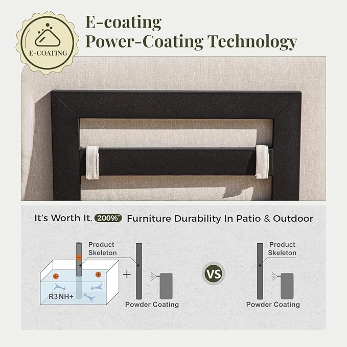 4-Piece Outdoor Patio Furniture Set, Steel Sectional Patio Conversation Sets, All-Weather Outdoor Sectional Furniture with Waterproof Thick Cushions for Porch, Garden, Backyard, Deck, Beige