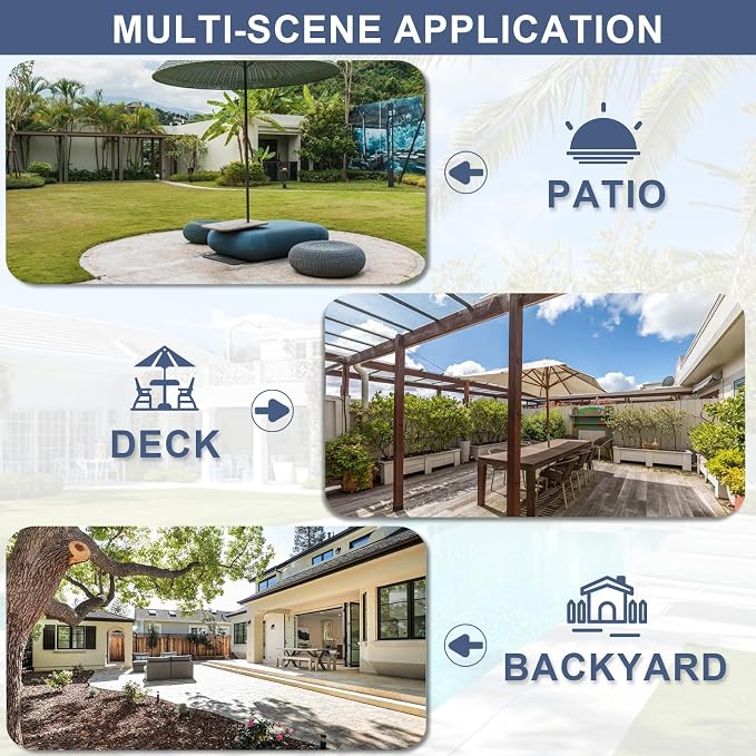 ALAULM 5 Piece Patio Dining Set All-Weather Wicker Outdoor Furniture Set w/Tempered Glass Tabletop, Removable Cushions and Umbrella Hole for Patio, Backyard, Garden, Poolside（Brown） - Image 7