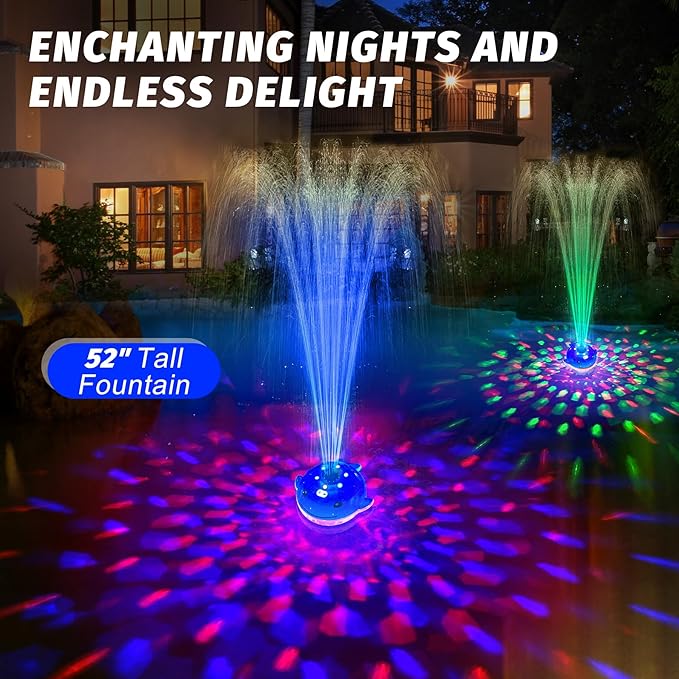 Pool Fountain with Remote, Dolphing Floating Pool Fountain with Lights, Above Ground Pool Water Fountains with Anchor, Swimming Pool Fountains for Inground Pool-1PC,Blue