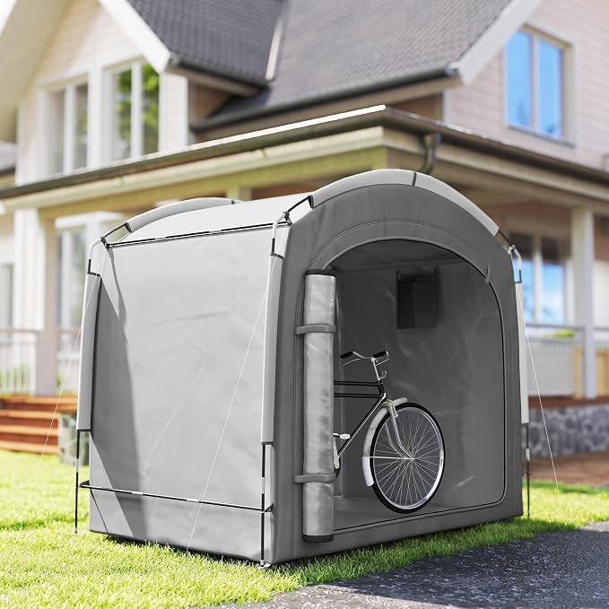 Outsunny Bike Storage Tent, Portable Bicycle Storage Shed, Waterproof Outdoor Bike Cover with 210D Oxford Fabric and Carry Bag for 3-4 Bikes, Lawn Mower, Garden Tools, Dark Gray - Image 8