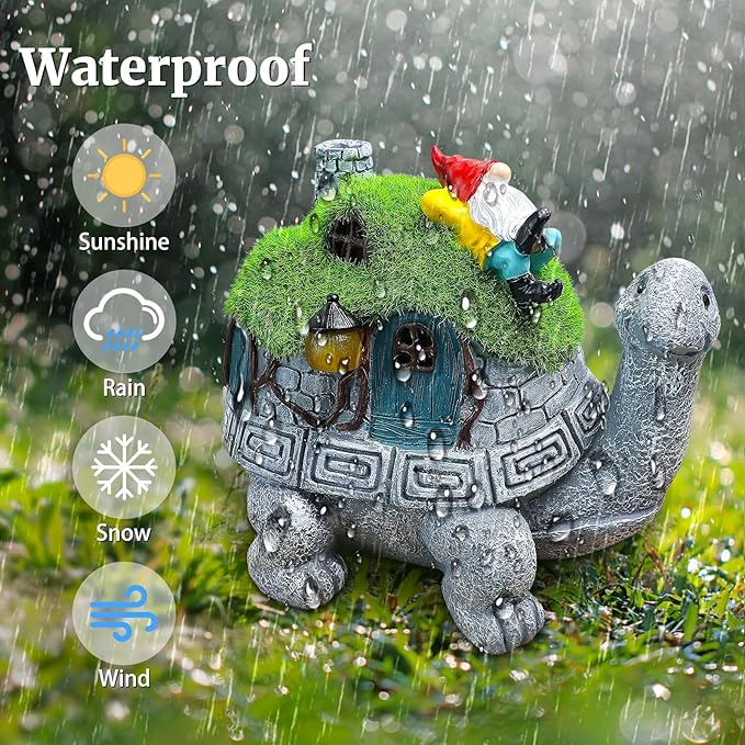 SunGlee Solar Turtles for Outdoors Turtle Solar Light Garden Statue Cute Tortoise Garden Outdoor Decor for Patio Lawn Yard Gifts for Mom Grandma Housewarming Birthday