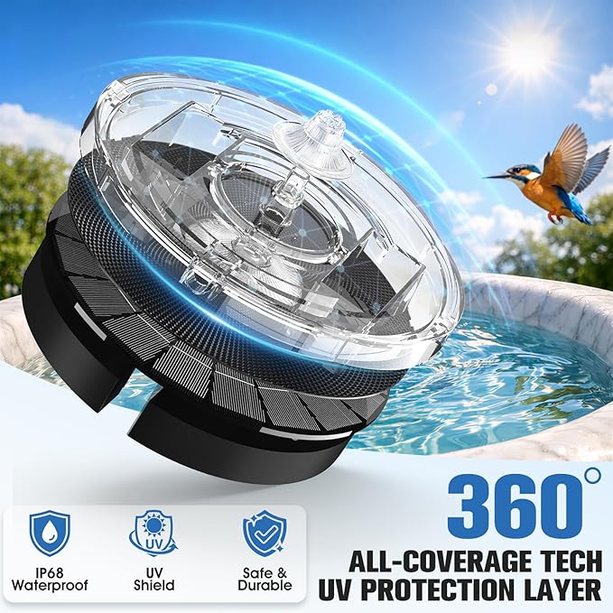 4000mAh Solar Fountain,2026 Solar Bird Bath Fountain Pump,3 Spray Solar Powered Water Fountain with lights,Floating Birdbath Fountain,DIY Water Bird Bath Fountain for Outdoor,Garden,Pond-white
