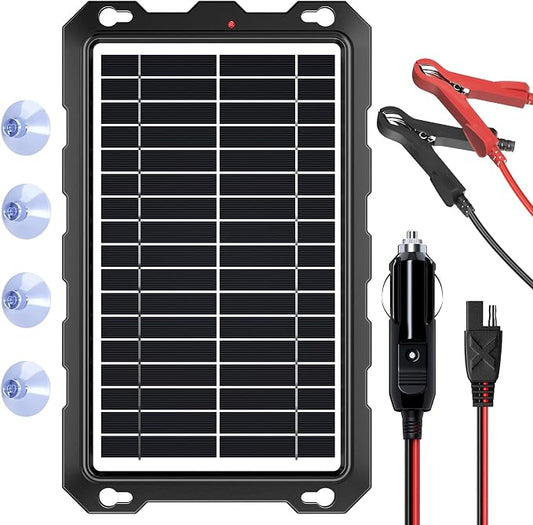 SUNAPEX 12V Solar Battery Charge: 10W Waterproof Portable Solar Panel Kit - Battery Maintainer Trickle Charger - with Upgrade Built in Charge Controller for Car Boat RV Trailer Automotive Motorcycle by SUNAPEX-PASSINGTHEJOY