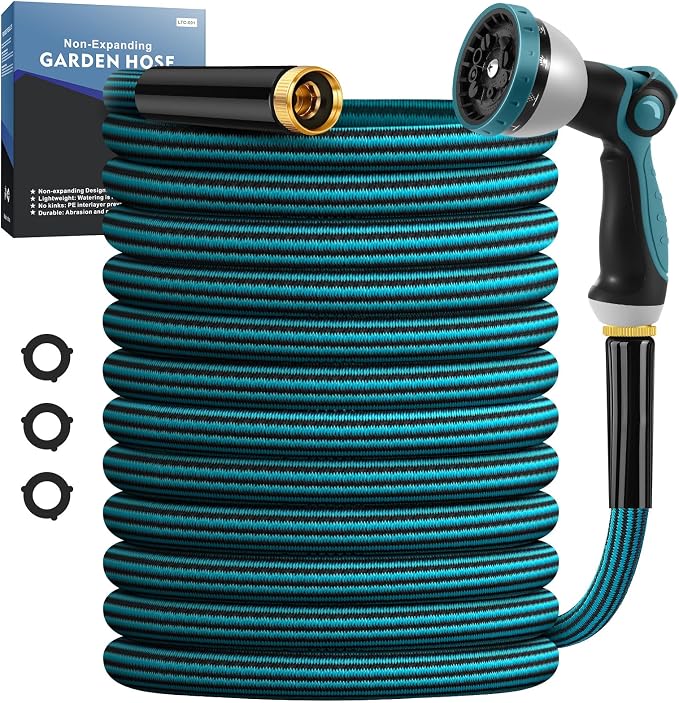 Garden Hose 50ft, Non-Expanding Water Hose Ultra Lightweight, Kink-Free, Sturdy, Flexible, Abrasion Resistant Hose for Yard, Lawn, Outdoor, Marine and Camper by Velybrin