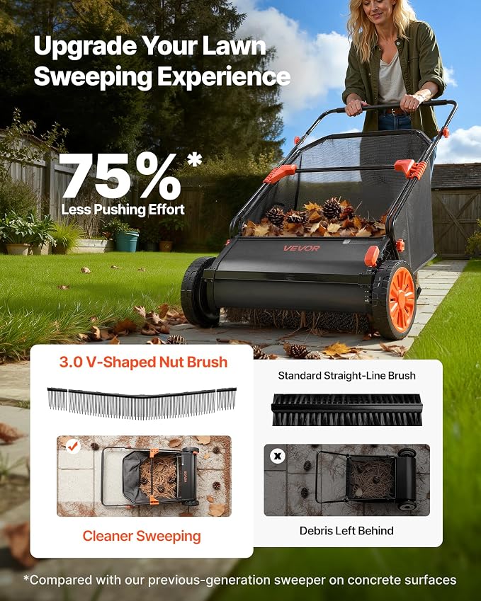 VEVOR 3 Packs Lawn Sweeper Brush Replacement, Compatible with VEVOR 30 in Lawn & Leaf Collector Sweepers, Yard Sweeper Brush Paddle with Durable V-Shaped Bristles for Easy Grass Leaf Cleanup - Image 4