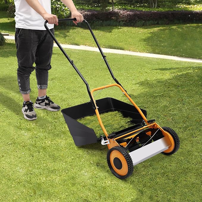 16" Lawnmower, Wheeled Lawn Mower, Hand Push Lawn Mower,Adjustable Height Outdoor Power Tools for Grassland Woodland Gardens Landscaping - Image 8