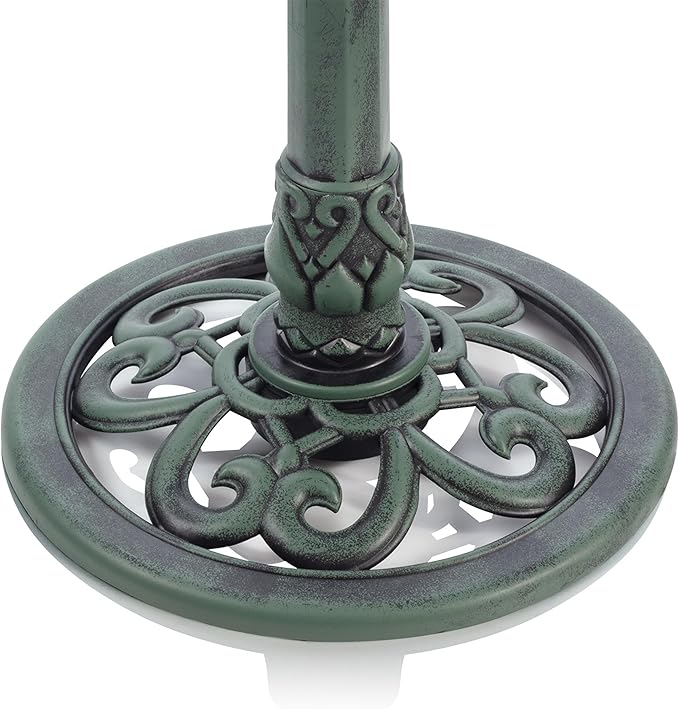 Alpine Corporation 40" Tall Outdoor 3 Tier Pedestal Water Fountain with Vintage Birdbath Accent, Garden Decor, Green