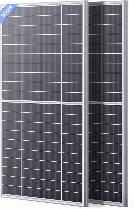 N-Type 16BB 400W Bifacial Solar Panel, 2×200W Solar Panels for 12V/24V Battery Systems, 25% High Efficiency, Dual-Module Anti-Shade Design, for RV Van Marine Rooftop Home Off-Grid by Callsun