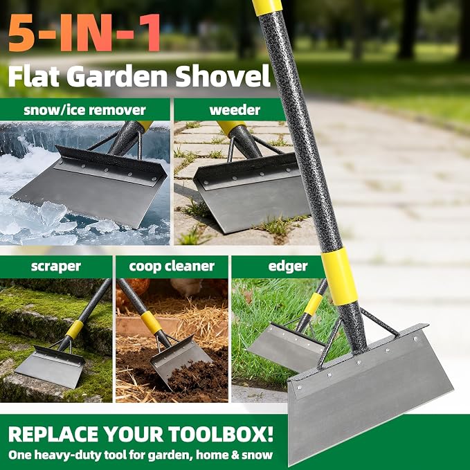 Floor Scraper Long Handle - Ice Removal Tool, Multifunctional Garden Cleaning Flat Shovel, 74" Weed Scraper Heavy Duty Sharp Blade for Lawn Edging,Sidewalk Weeding,Driveway Steps Snow Shovel - Image 3