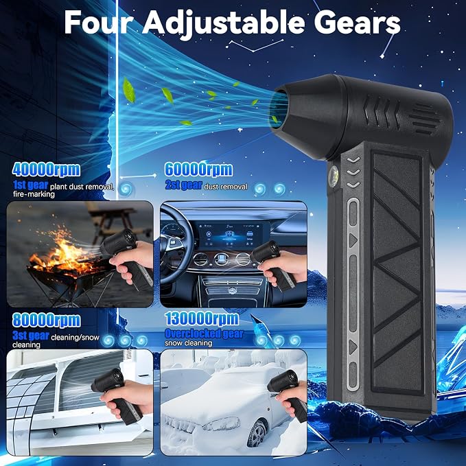 Snow Whiz Turbo Blower,2026 Upgrade Snow Blower,Snowwhiz Turbo Blower with Led,3 Gear Adjustable Super Power Turbo Breeze Electric Blow,Mini Turbos Snow Blower for Car for Car,Home,Keyboard,Computer - Image 2