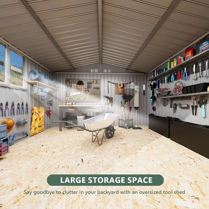 Metal Storage Shed 10x8 FT with Window,Outdoor Storage Building,Large Backyard Sheds,Waterproof Outside Storage Sheds - Image 6