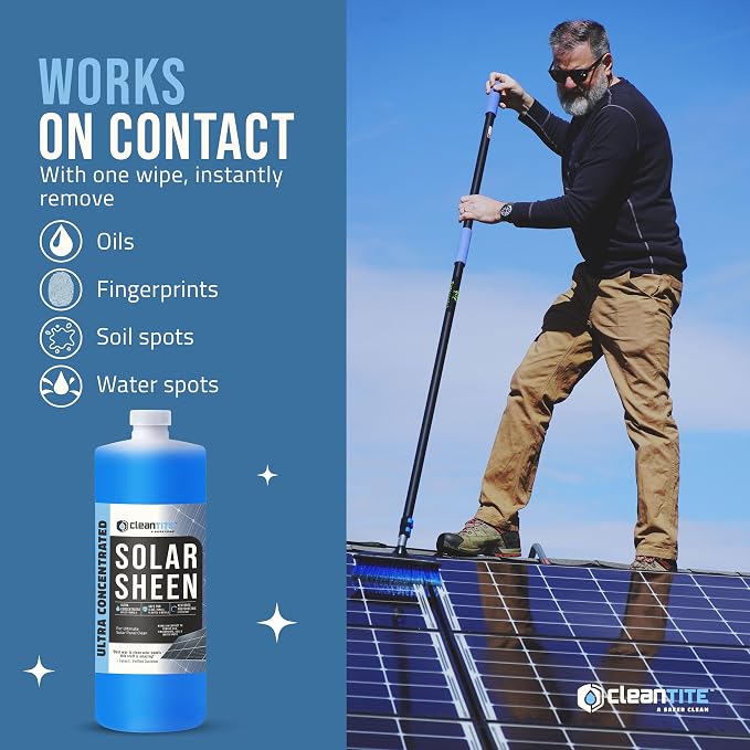 Solar Panel Cleaner Solar Sheen (Makes 128 Gallons) - Super Concentrated Glass & Solar Panel Cleaning, Remove Oils, Fingerprints & Water Spots - (32 oz) - Image 3
