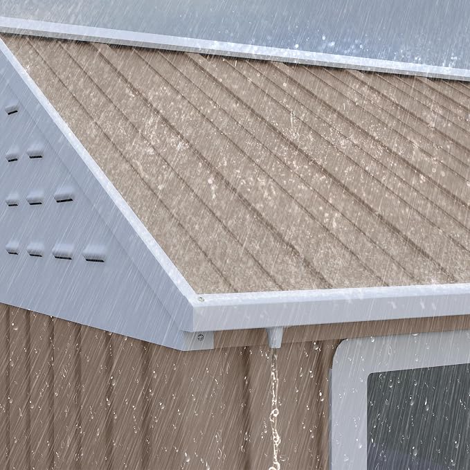 Outsunny 8' x 6' Outdoor Storage Shed, Metal Garden Shed with Window & Double Lockable Door, Outdoor Tool Shed Storage with Sloped Roof for Backyard, Patio, Garage, Lawn, Brown - Image 8