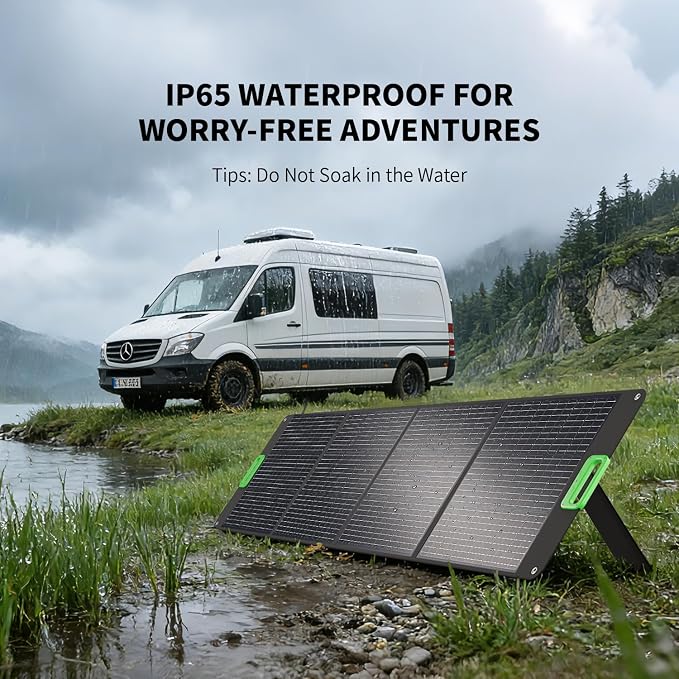 200W Portable Solar Panel for Power Station, Foldable Solar Charger w/ 4 Kickstands, IP65 Waterproof Solar Panel Kit w/DC XT60 Anderson Aviation Output for Outdoor RV Camper Blackout - Image 7