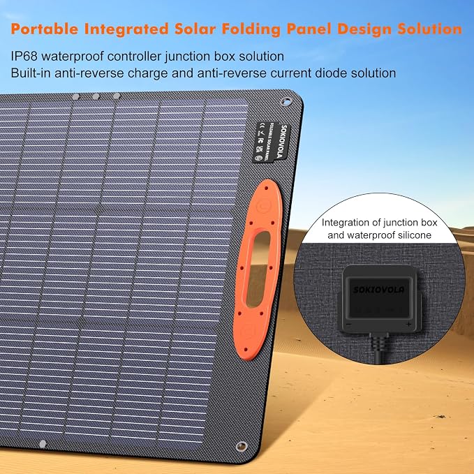 SOKIOVOLA N-Type 16BB 200W Portable Solar Panel for EF/Jackery/Bluetti/Anker Power Station Foldable Solar Panel 25% High Efficiency IP68 Waterproof for Outdoor Trip RV Camping Blackout Off Grid - Image 3