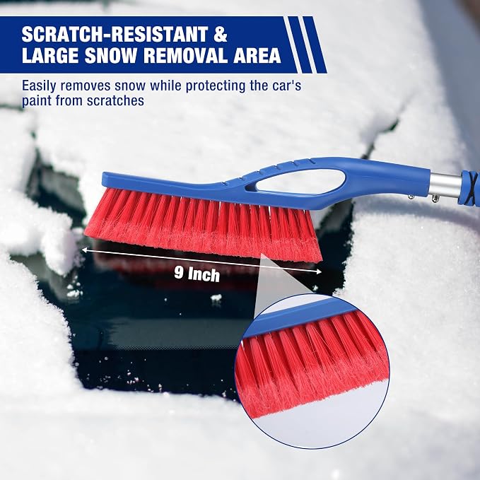 WORKPRO 27" Snow Brush and Ice Scraper for Car Windshield, Car Snow Brush and Ice Scraper with Foam Grip, 2-in-1 Detachable Snow Removal Tool, Storage Bag Included, 2 PC - Image 3