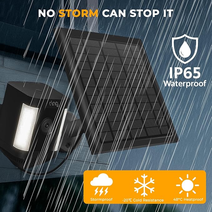 8W Solar Panel for Ring Camera, 2-Pack Solar Panel Charger Compatible with Ring Stick Up Cam Battery, Spotlight Cam Battery, Includes Barrel Plug to USB-C Adapter, IP65 Waterproof, 10ft Cable - Image 8