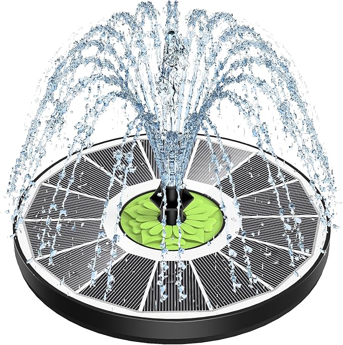 SZMP Upgraded 3.5W Full Glass Panel Solar Fountain for Bird Bath, Floating No-Installation Solar Powered Water Fountain Pump with 7 Nozzles, for Garden, Pond Decor (White)