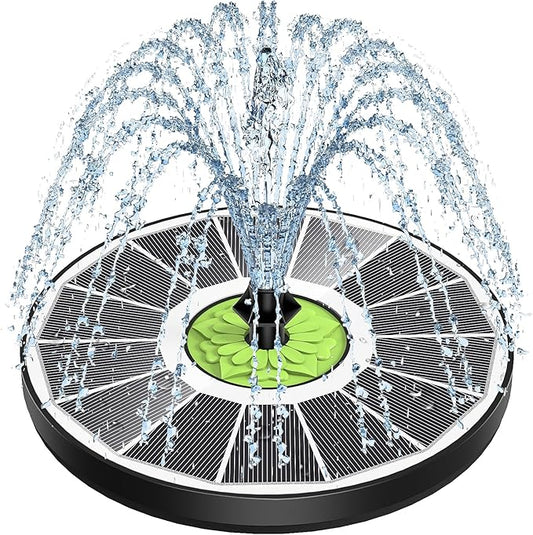 SZMP Upgraded 3.5W Full Glass Panel Solar Fountain for Bird Bath, Floating No-Installation Solar Powered Water Fountain Pump with 7 Nozzles, for Garden, Pond Decor (White)