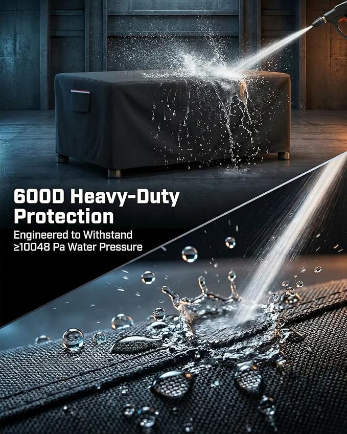 Waterproof Rectangular Patio Coffee Table Cover, 600D Heavy Duty Outdoor Furniture Protection Weather UV Resistant for Patio Furniture Protective Garden Table Cover 36 x 24 x 16 inches,Black - Image 5