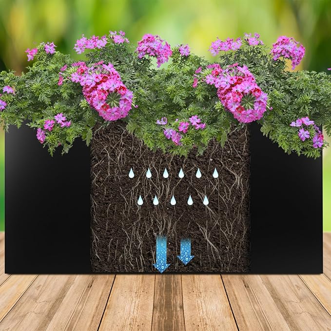 40"x16"x24" Steel Planter Box, Heavy Duty Galvanized Metal Planter with Drainage Hole, Rust-Resistant Indoor & Outdoor Planter for Patio, Balcony, Garden Black