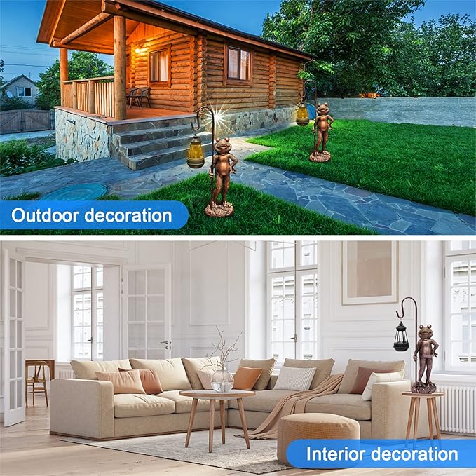 Homight Large Frog Statue with Solar Lantern Outdoor Lawn Decoration Garden Frog Decoration Balcony Yard Lawn Unique Housewarming Gift Suitable for Kids and Adults