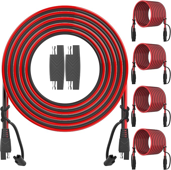 OYMSAE 25Feet SAE to SAE Extension Cable Quick Disconnect Connector 16AWG, for Automotive Solar Panel Extension Cable Plug(25FT(16AWG)) Pack of 4 by OYMSAE
