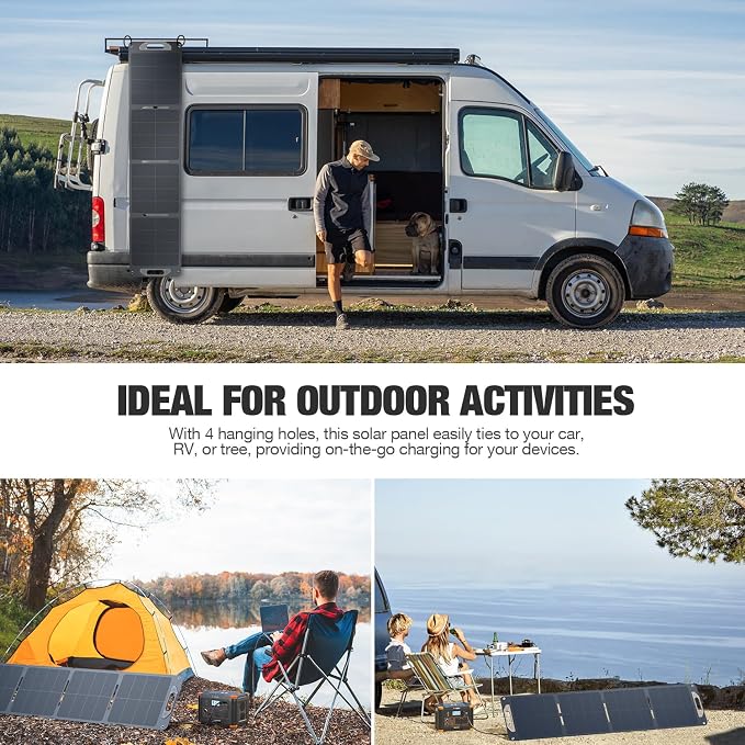 120W Portable Solar Panel for Power Station Generator, Ultra Light 5.7lbs, 25% High Efficiency IP65 Waterproof, 20V Foldable Solar Panel Charger for Camping, RV, Outdoor Use and Off-Grid Blackouts - Image 4